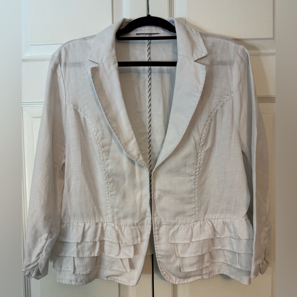 White Linen Business Casual Jacket